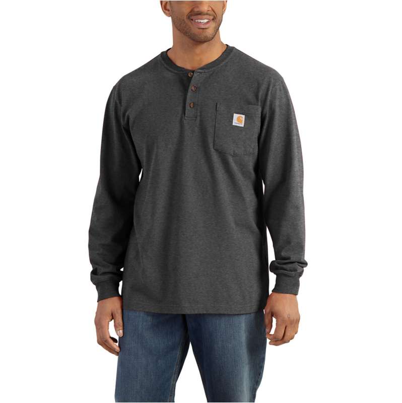 Loose Fit Heavyweight Long-Sleeve Pocket Henley T-Shirt | Gifts under