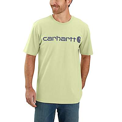 Carhartt Men's Pastel Lime Loose Fit Heavyweight Short-Sleeve Logo Graphic T-Shirt