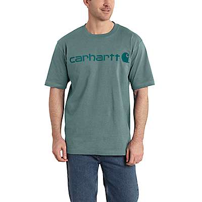 Carhartt Men's Sea Pine Heather Loose Fit Heavyweight Short-Sleeve Logo Graphic T-Shirt