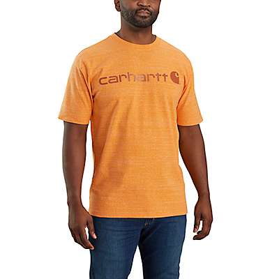 Carhartt Men's Marigold Snow Heather Loose Fit Heavyweight Short-Sleeve Logo Graphic T-Shirt