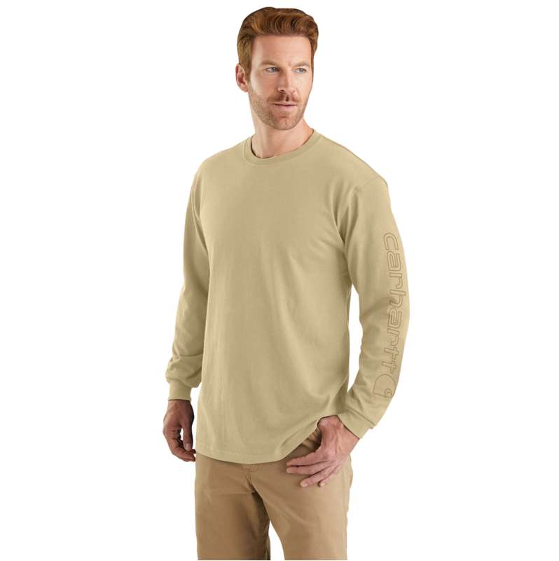 Carhartt  Beach Heather Loose Fit Heavyweight Long-Sleeve Logo Sleeve Graphic T-Shirt