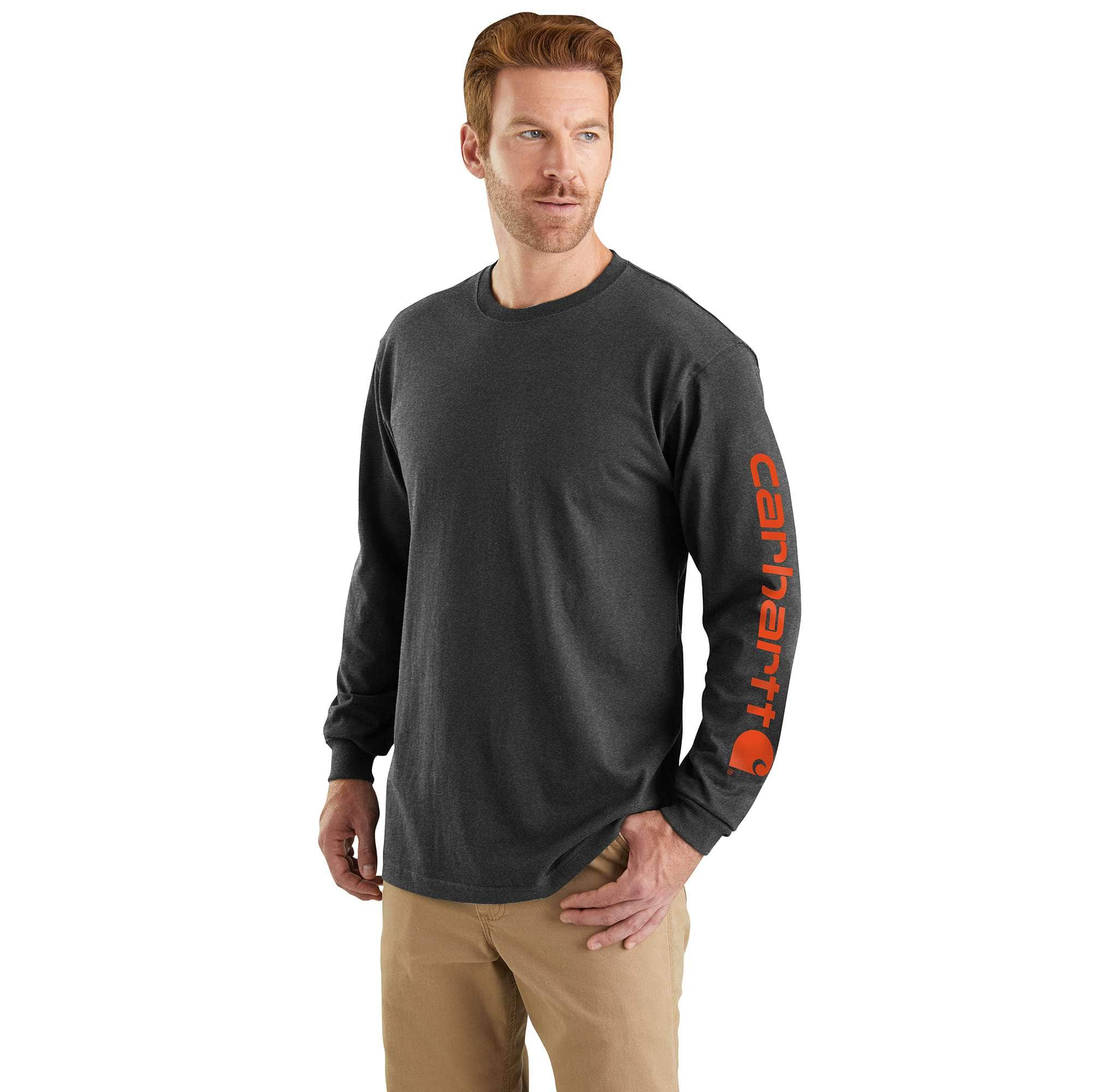 Carhartt Men's Long-Sleeve Graphic Logo T-Shirt Black