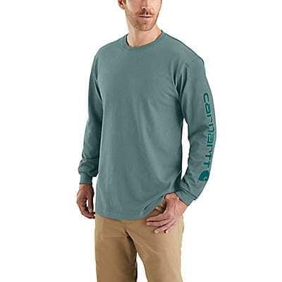 Carhartt Men's Tender Greens Loose Fit Heavyweight Long-Sleeve Logo Sleeve Graphic T-Shirt