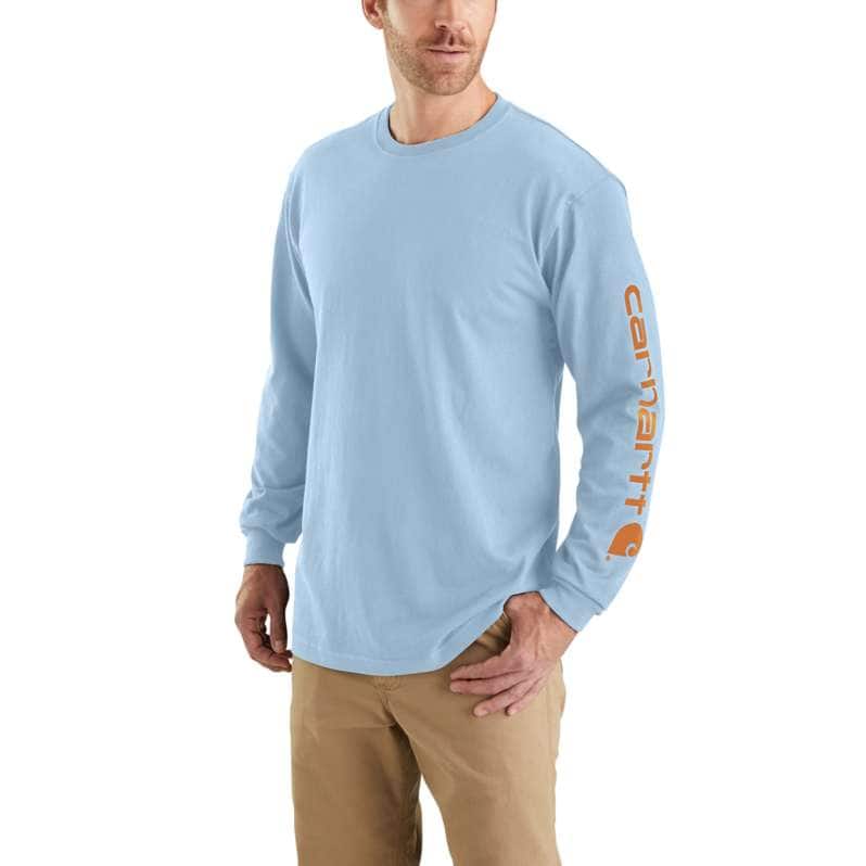 Carhartt  Moonstone Loose Fit Heavyweight Long-Sleeve Logo Sleeve Graphic T-Shirt