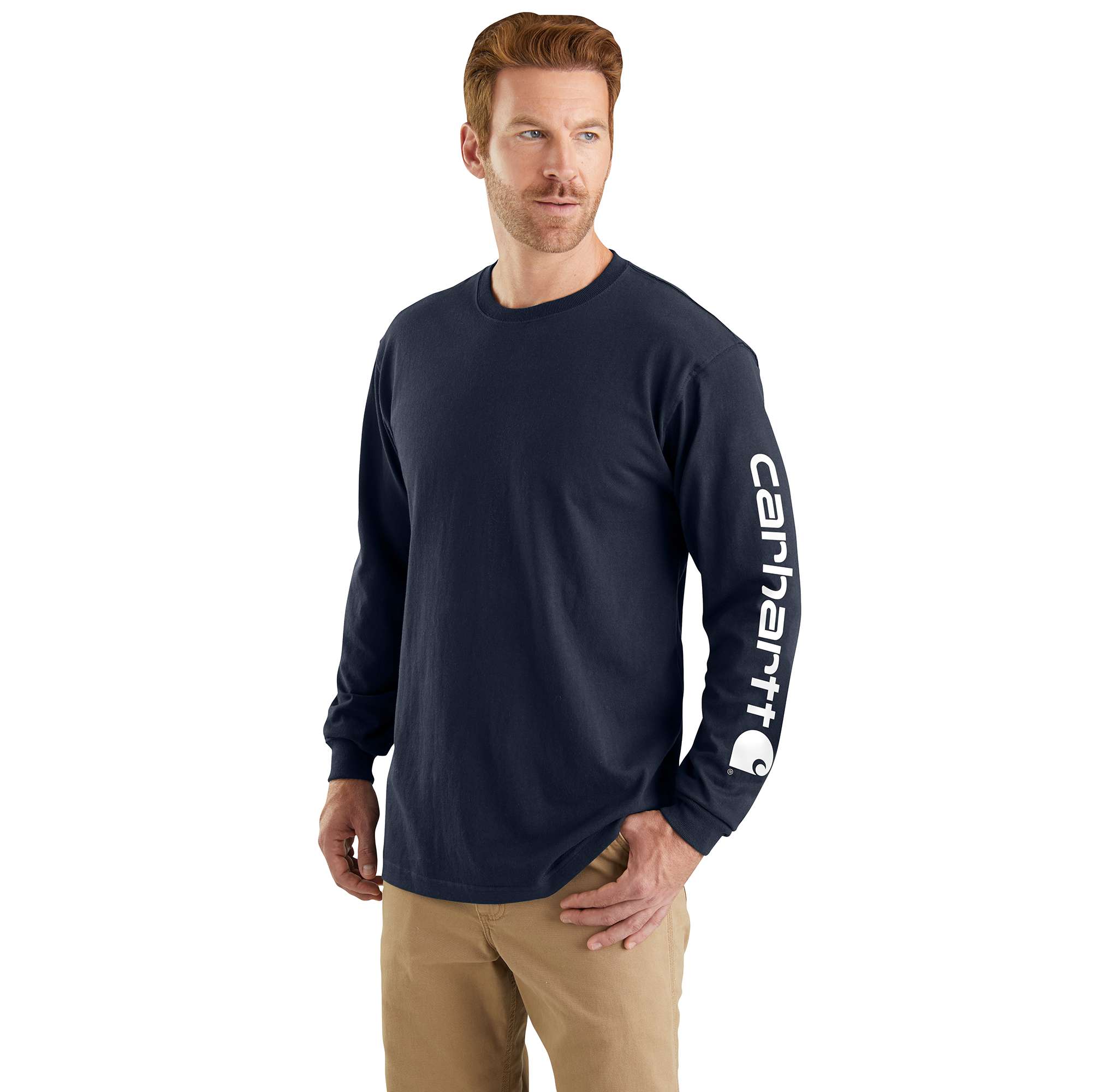 Carhartt Men's Long-Sleeve Loose Fit Heavyweight Pocket Camo Logo