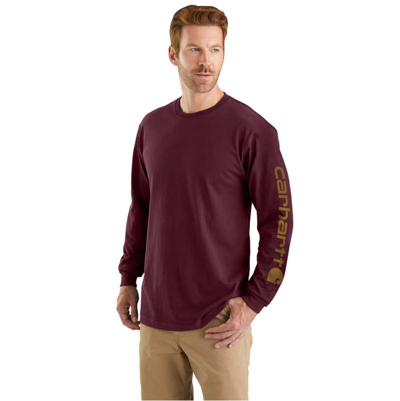 Carhartt  Port Loose Fit Heavyweight Long-Sleeve Logo Sleeve Graphic T-Shirt