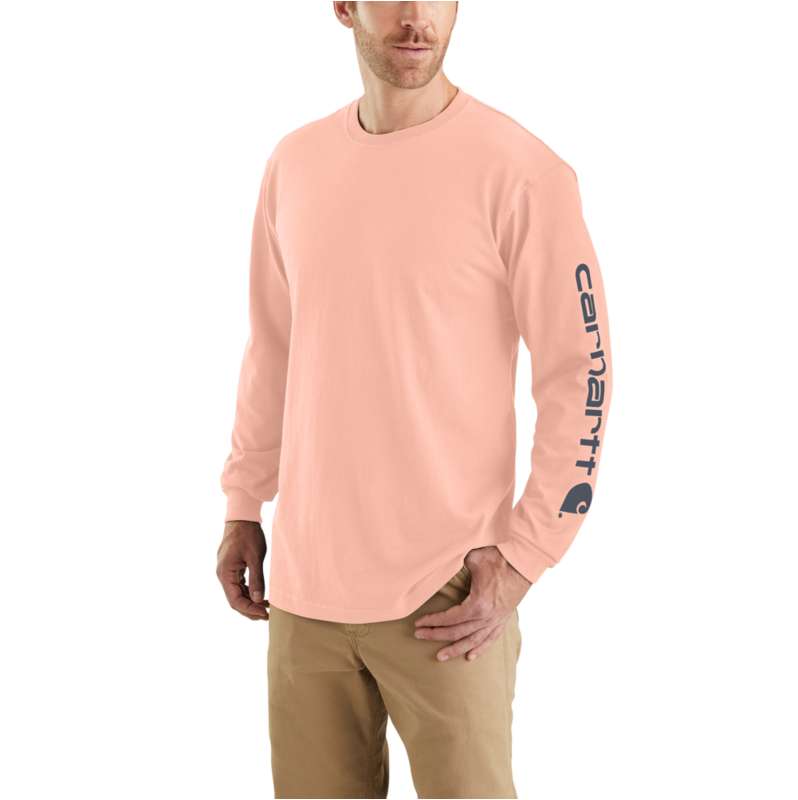 Carhartt  Tropical Peach Loose Fit Heavyweight Long-Sleeve Logo Sleeve Graphic T-Shirt