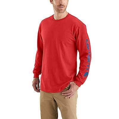 Carhartt Men's Moonstone Loose Fit Heavyweight Long-Sleeve Logo Sleeve Graphic T-Shirt