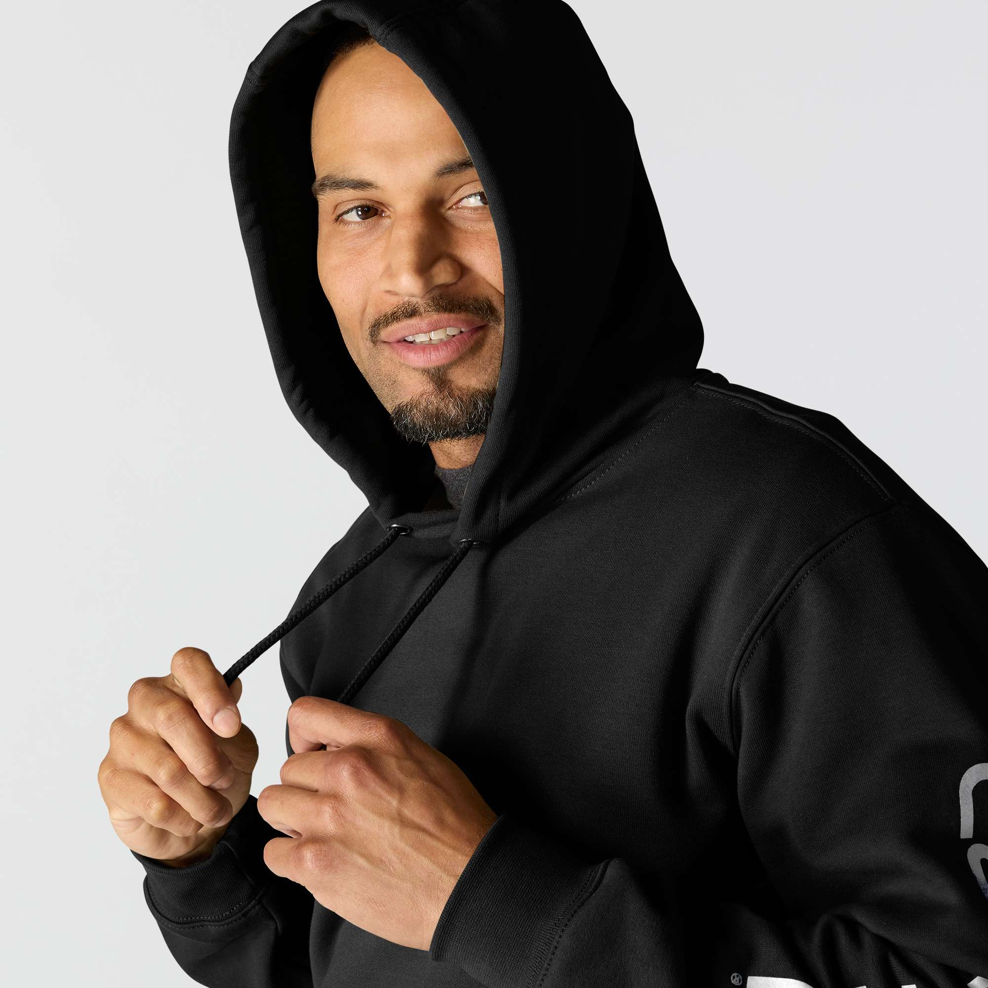 Loose Fit Midweight Logo Sleeve Graphic Hoodie
