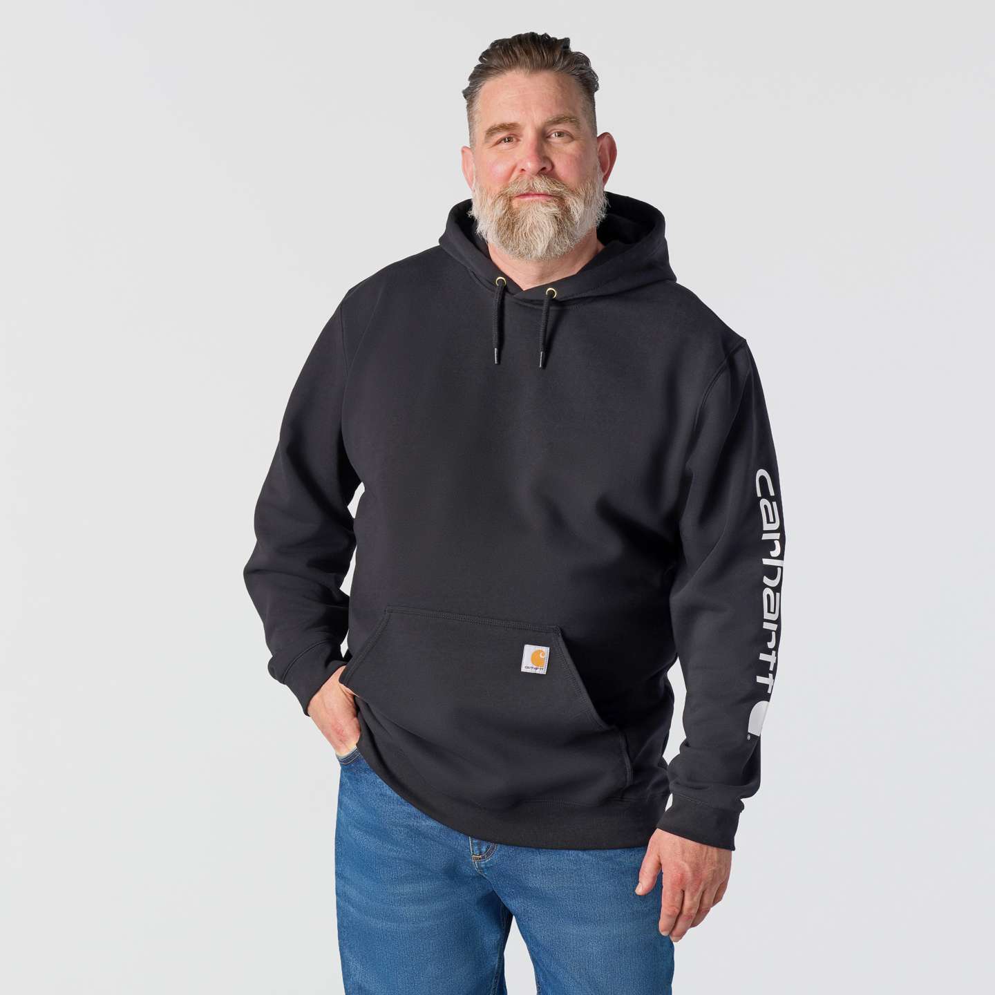 Мужская толстовка Carhartt Iconic K288 Logo, цвет: Чёрный — фото 2