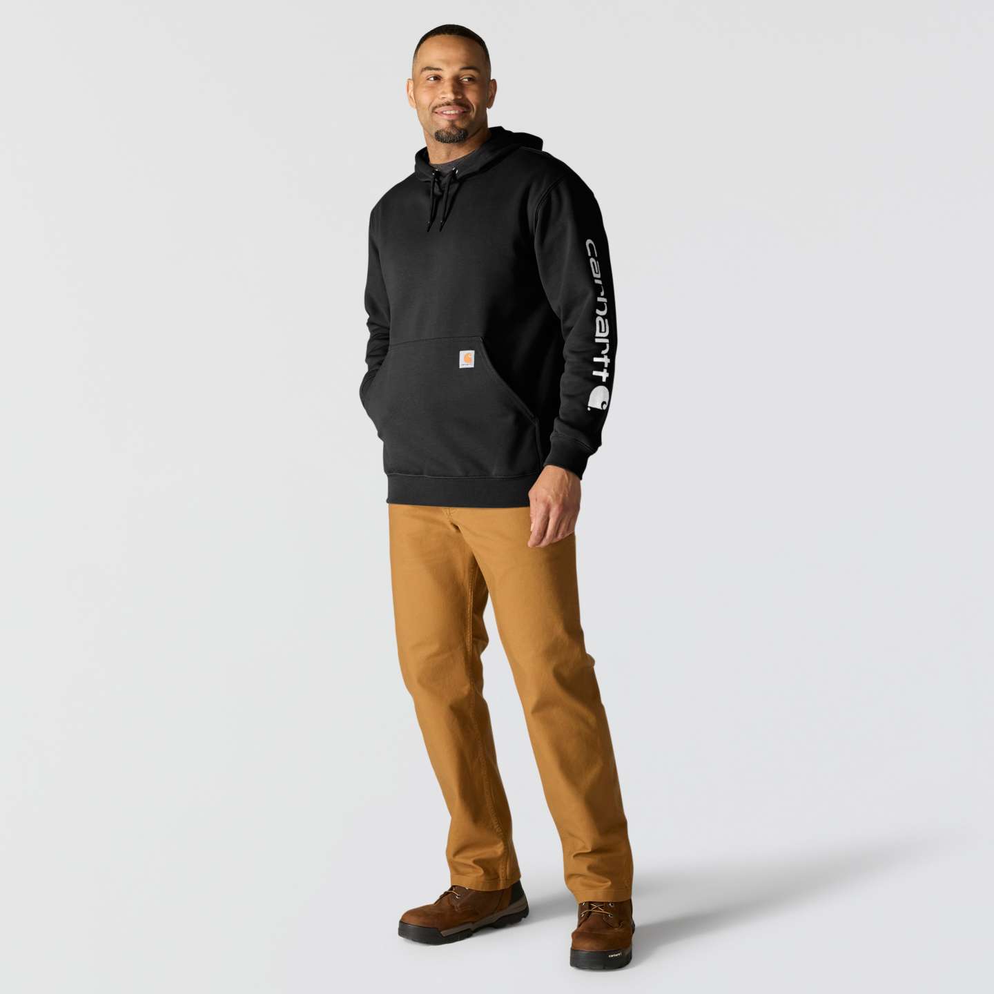 Мужская толстовка Carhartt Iconic K288 Logo, цвет: Чёрный — фото 5