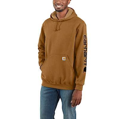 Carhartt Men's Heather Gray/Black Loose Fit Midweight Logo Sleeve Graphic Hoodie