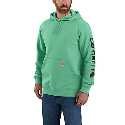 Carhartt Men's Sea Green Space Dye Loose Fit Midweight Logo Sleeve Graphic Sweatshirt
