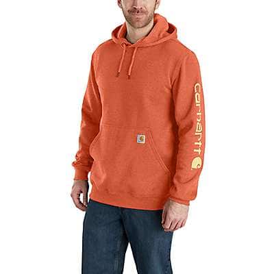 Carhartt Men's Desert Orange Heather Loose Fit Midweight Logo Sleeve Graphic Sweatshirt