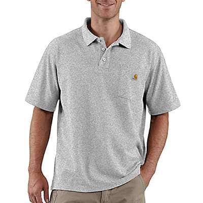 Carhartt Men's Heather Gray Loose Fit Midweight Short-Sleeve Pocket Polo