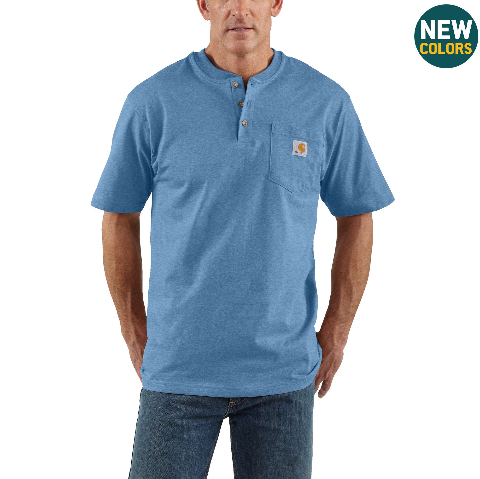 Men's Loose Fit Heavyweight Short-Sleeve Pocket Henley T-Shirt | Carhartt