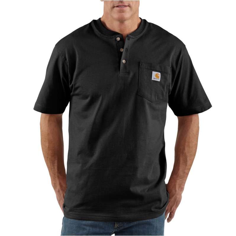 Carhartt  Black Loose Fit Heavyweight Short-Sleeve Pocket Henley T-Shirt