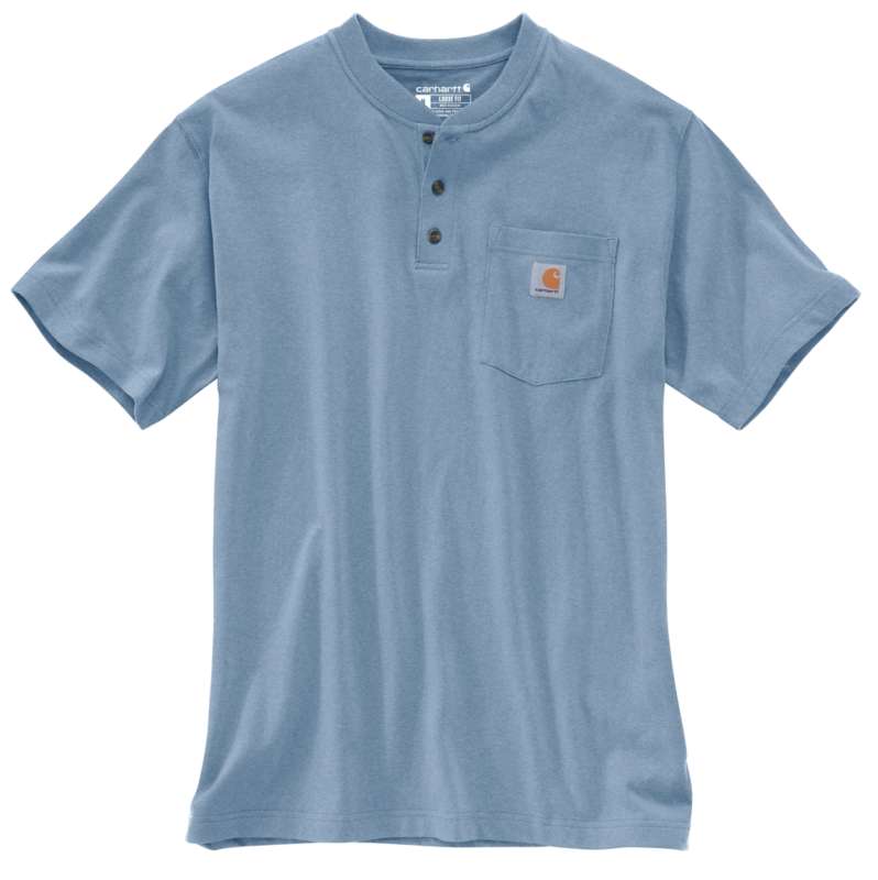 Carhartt  Alpine Blue Heather Loose Fit Heavyweight Short-Sleeve Pocket Henley T-Shirt