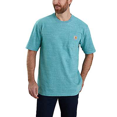 Carhartt Men's Blue Spruce Snow Heather Loose Fit Heavyweight Short-Sleeve Pocket T-Shirt