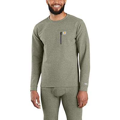 Carhartt Men's BURNT OLIVE HEATHER Men's Base Layer Thermal Shirt - Force® - Heavyweight - Heathered Knit