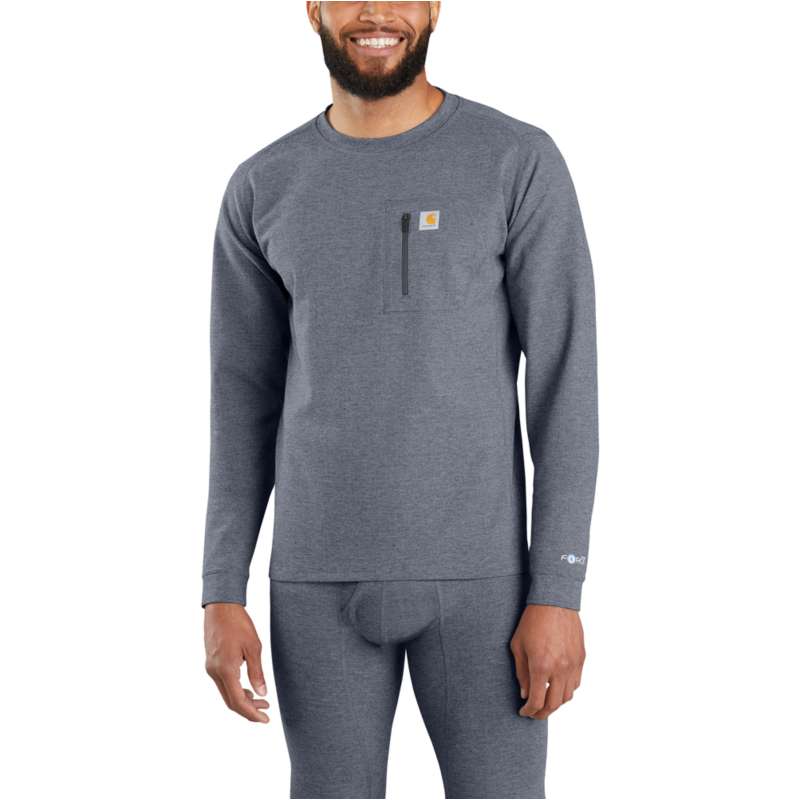 Carhartt  NAVY HEATHER Men's Base Layer Thermal Shirt - Carhartt Force® - Heavyweight - Heathered Knit