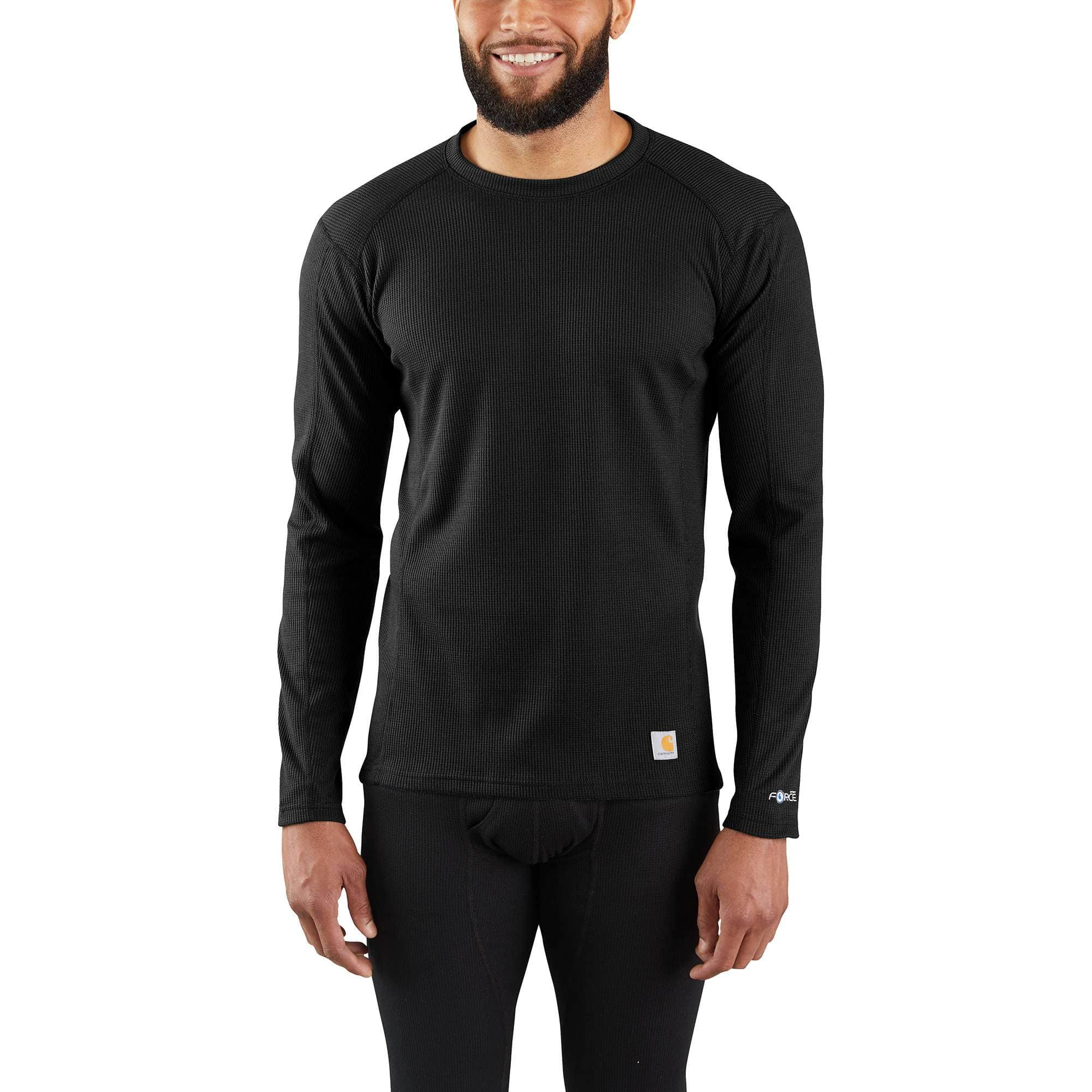  Carhartt Men's Base Force 100% Cotton Midweight Classic Crew,  Black Heather, Small: Clothing, Shoes & Jewelry