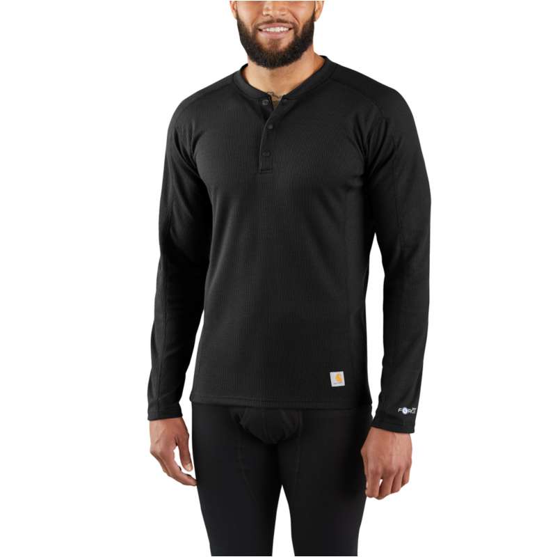 Carhartt  Black Carhartt Force® Midweight Waffle Base Layer Henley Top