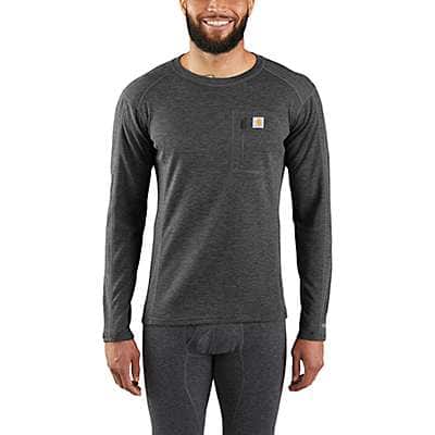 Carhartt Men's BLACK HEATHER Men's Base Layer Thermal Shirt - Force® - Heavyweight - Synthetic-Wool Blend