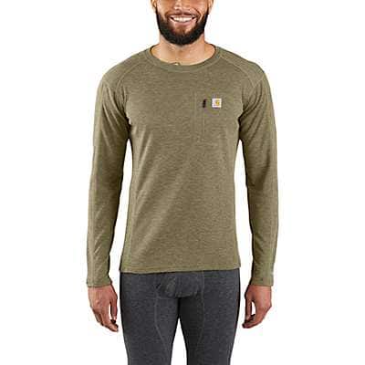 Carhartt Men's BURNT OLIVE HEATHER Men's Base Layer Thermal Shirt - Force® - Heavyweight - Synthetic-Wool Blend