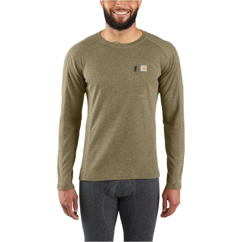 Carhartt  BURNT OLIVE HEATHER Men's Base Layer Thermal Shirt - Carhartt Force® - Heavyweight - Synthetic-Wool Blend