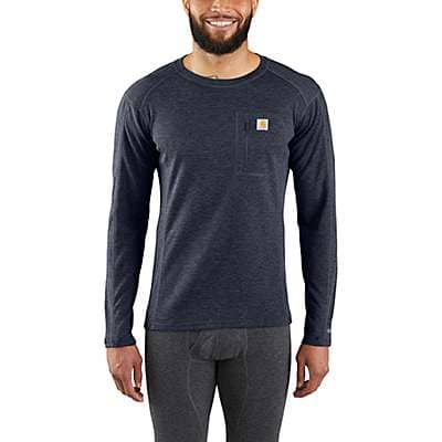 Carhartt Men's NAVY HEATHER Men's Base Layer Thermal Shirt - Force® - Heavyweight - Synthetic-Wool Blend