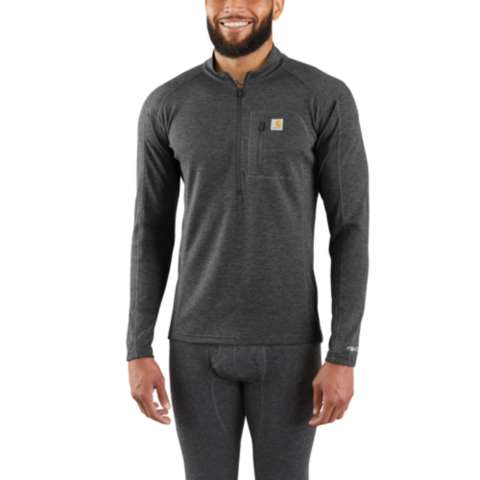 Мужские топы Carhartt Men's Base Layer Quarter-Zip Thermal Top - Carhartt Force® - Midweight - Poly-Wool
