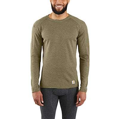 Carhartt Men's BURNT OLIVE HEATHER Base Force® Midweight Poly-Wool Crew (No Pocket)
