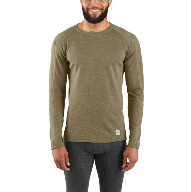 Carhartt  BURNT OLIVE HEATHER Men's Base Layer Thermal Shirt - Carhartt Force® - Midweight - Poly-Wool