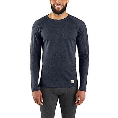 Carhartt Men's NAVY HEATHER Men's Base Layer Thermal Shirt - Force® - Midweight - Poly-Wool