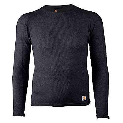 Carhartt Men's BLACK HEATHER Men's Base Layer Thermal Shirt - Force® - Midweight - 100% Cotton