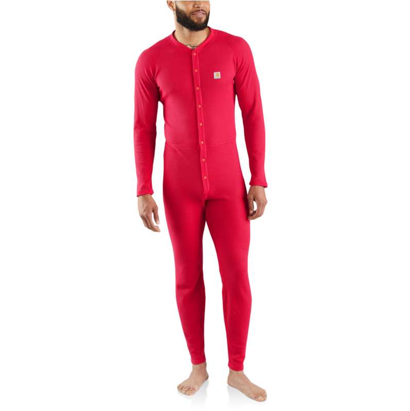 Carhartt  Red Men's Base Layer Union Suit - Classic Cotton-Poly