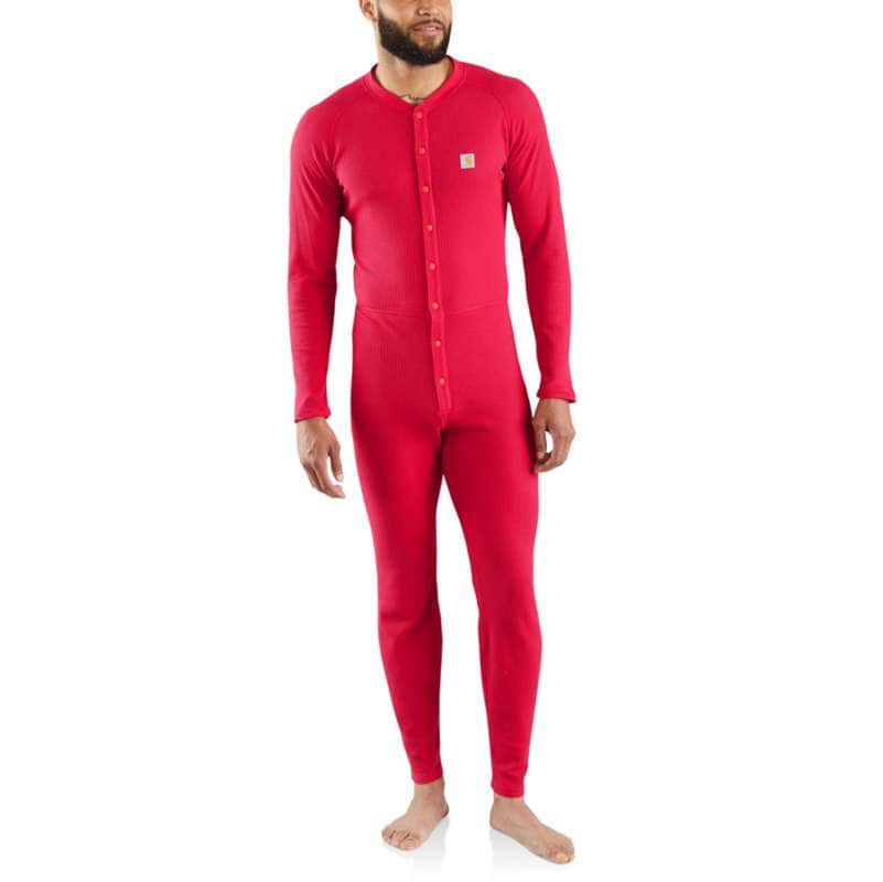 Women's Midweight Cotton Blend Waffle Zip Front Union Suit