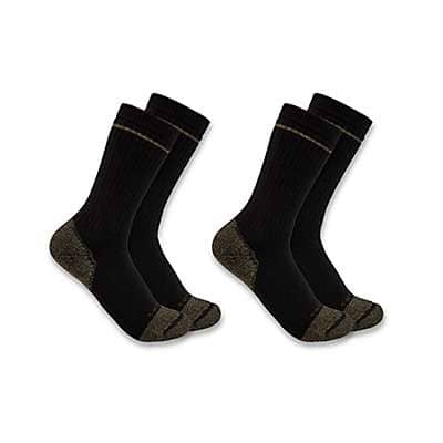 Carhartt Men's Black Midweight Cotton Blend Steel Toe Boot Sock 2-Pack