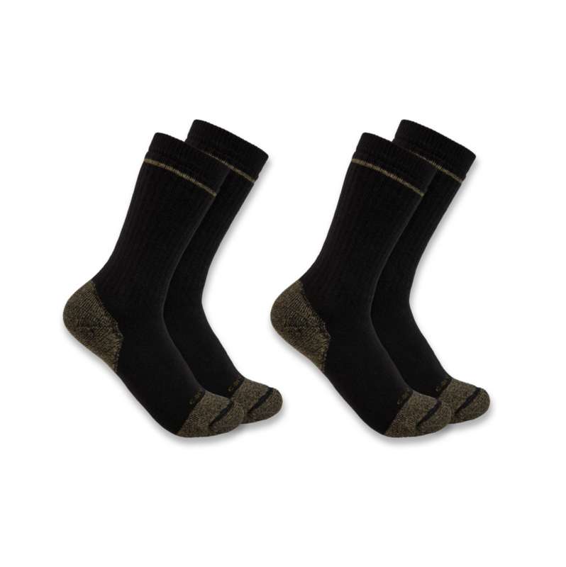 Carhartt  Black Midweight Cotton Blend Steel Toe Boot Sock 2-Pack