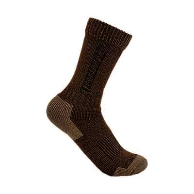 Carhartt Men's Dark Brown Heavyweight Merino Wool Blend Steel Toe Boot Sock