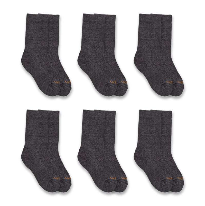 Carhartt  Black Kid's Lightweight Crew Sock 6-Pack