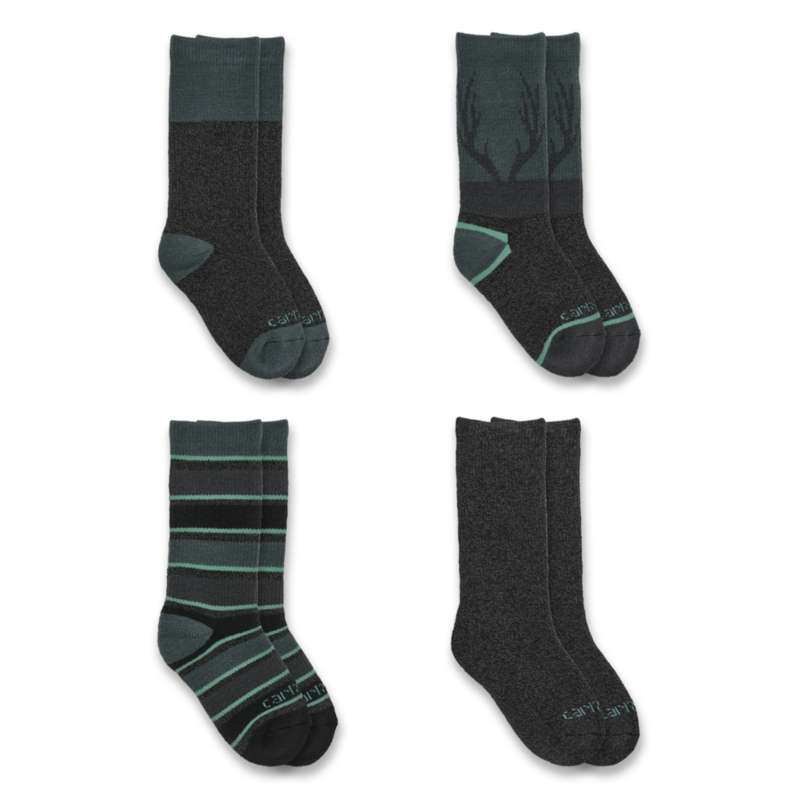 Carhartt  Gray Kid's Heavyweight Crew Sock 4-Pack