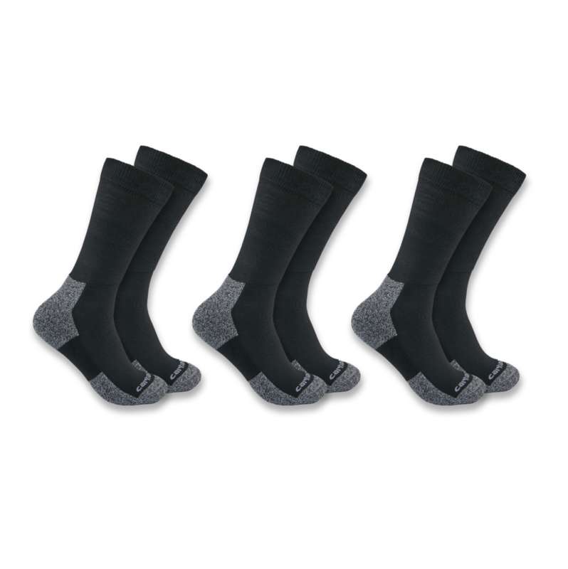 Carhartt  Black Lightweight Stretch Top Crew Sock 3-Pack