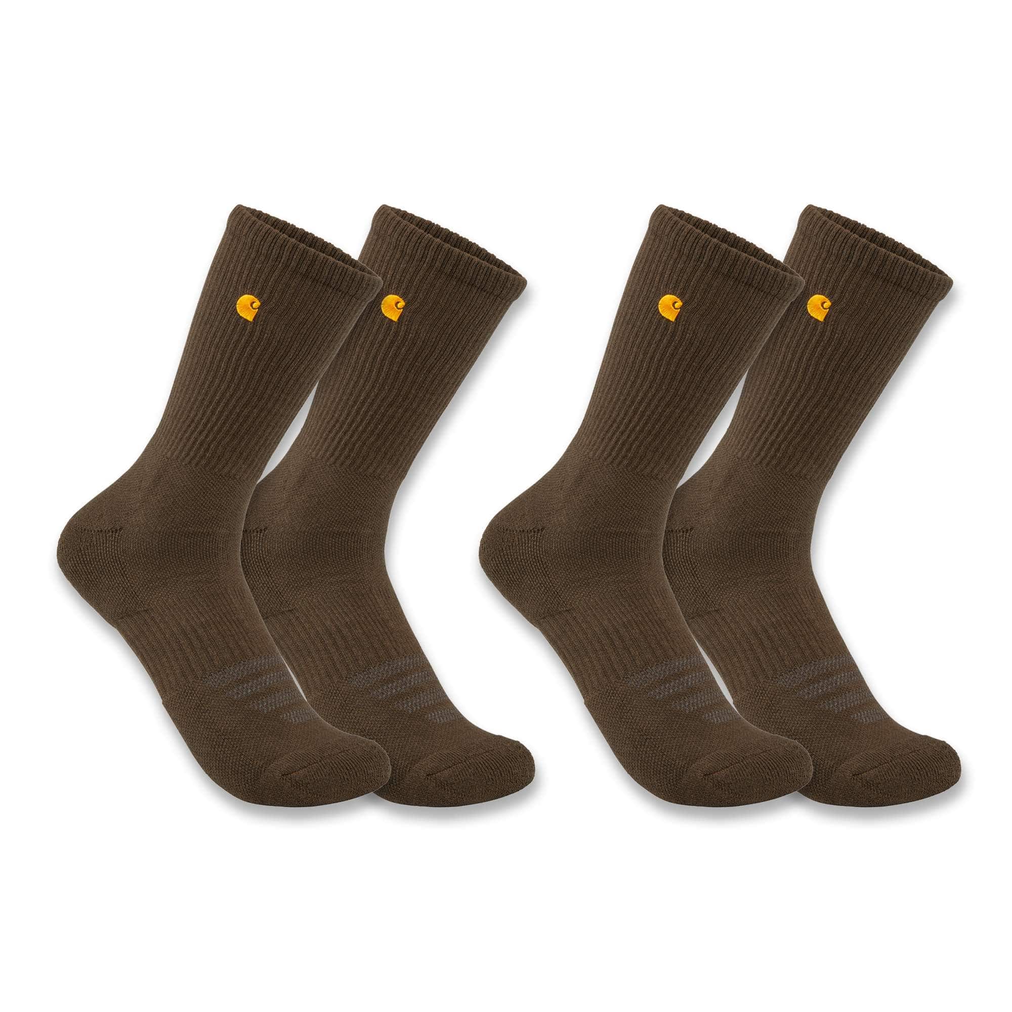 Carhartt Men's Solid Logo Crew Socks - 2 Pack, Medium, Tarmac