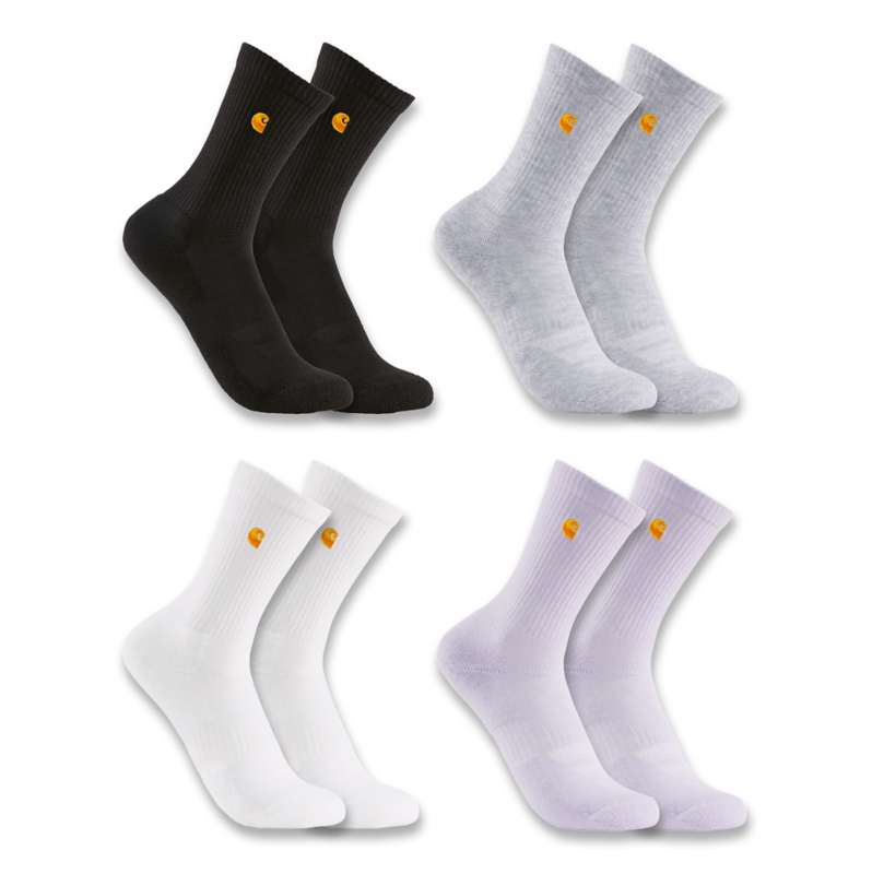 Carhartt  Assorted Kids' Midweight Embroidered Crew Sock 4-Pack
