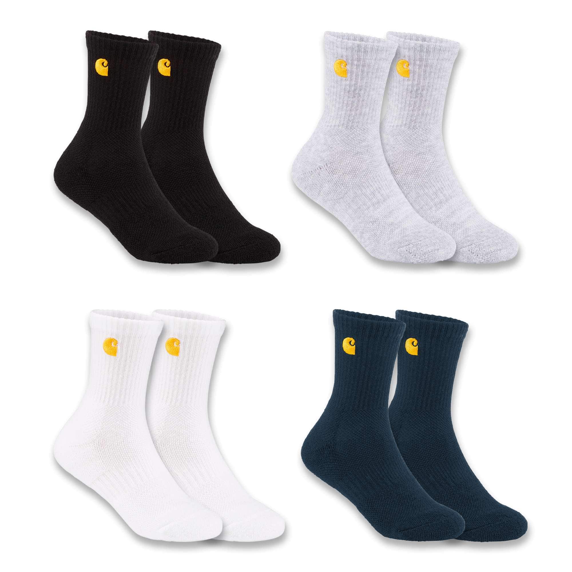 Carhartt Kids' Midweight Embroidered Crew Sock 4-Pack
