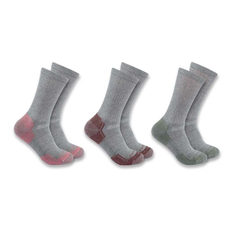 Carhartt  Assorted Women's Midweight Cotton Blend Crew Sock 3 Pack