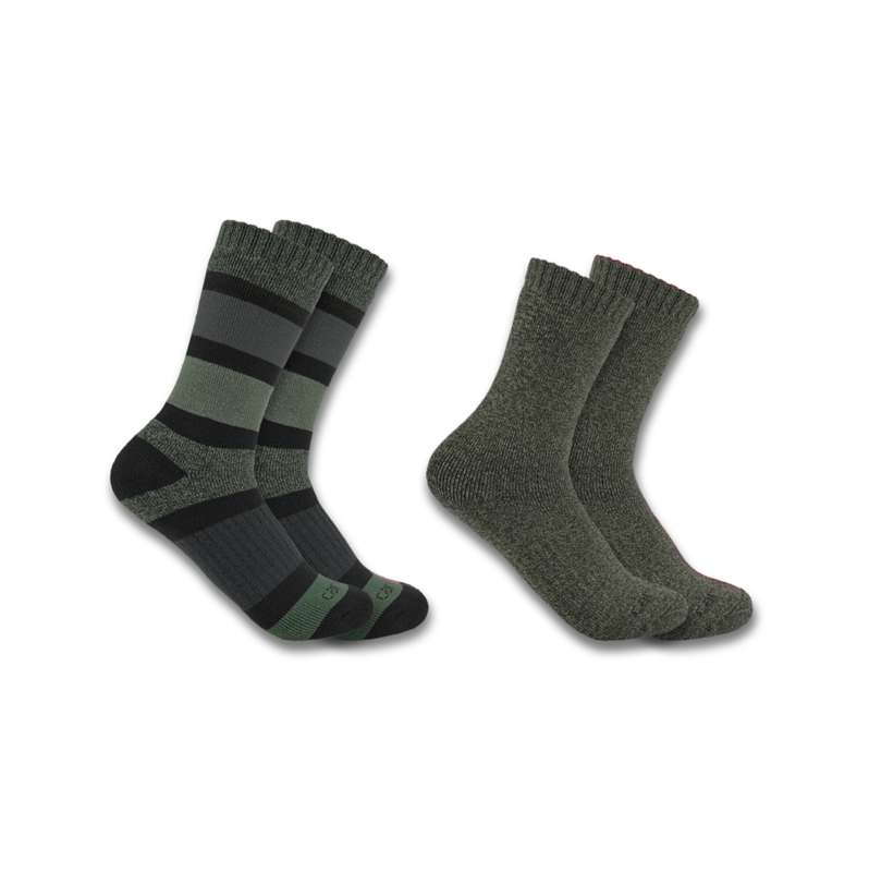Carhartt  Olive Women's Heavyweight Crew Sock 2-Pack