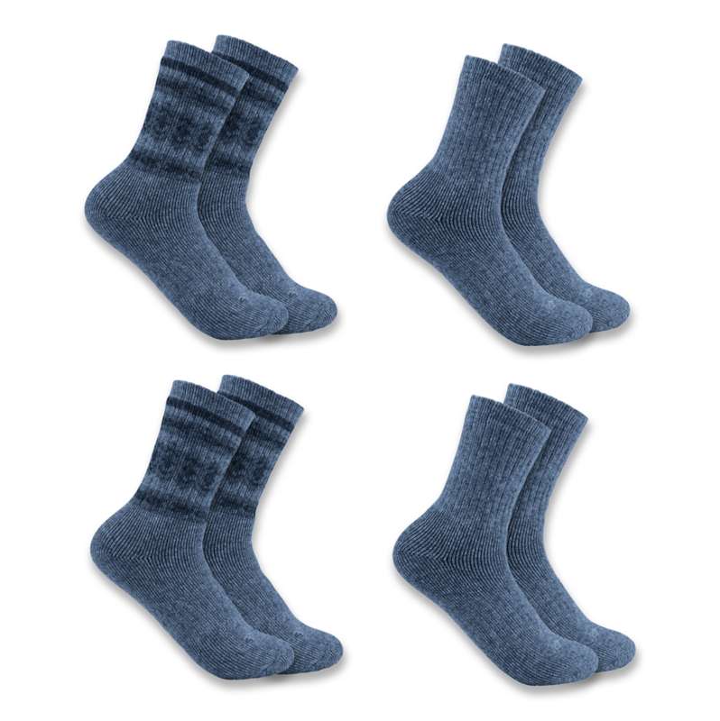 Carhartt  Dark Blue Women's Heavyweight Synthetic-Wool Blend Crew Sock 4-Pack